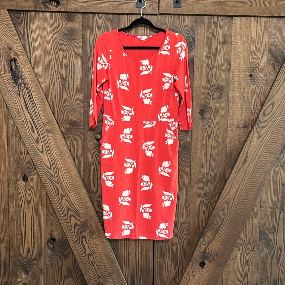 Boden Coral Stretch Dress w Pockets